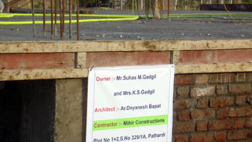 Construction Site Credits Banner at Mr. Gadgil Bungalow